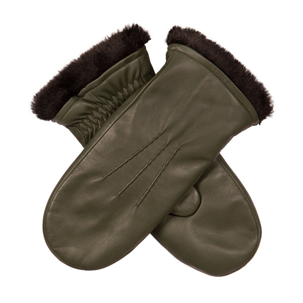 dents Women’s Three-Point Faux Fur-Lined Leather Mittens