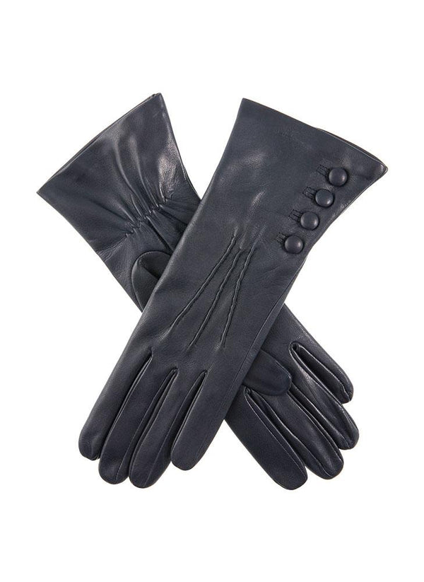 Dents Women's Three-Point Silk-Lined Leather Gloves With Buttons