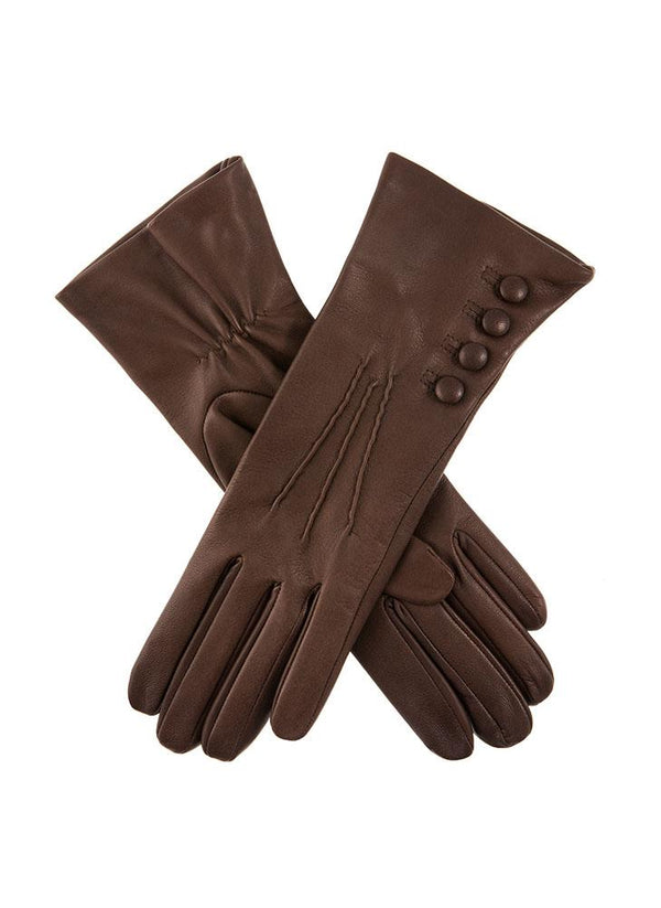 Dents Women's Three-Point Silk-Lined Leather Gloves With Buttons