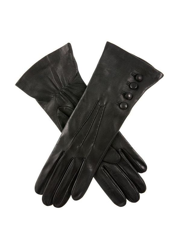 dents Women's Three-Point Silk-Lined Leather Gloves with Buttons