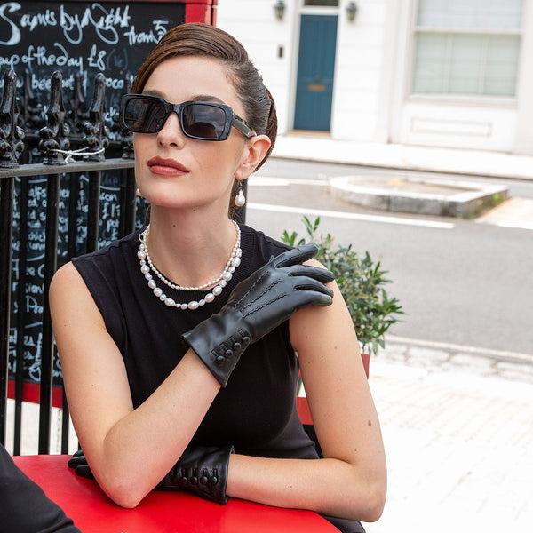 Dents Women’s Touchscreen Three-Point Cashmere-Lined Leather Gloves With But