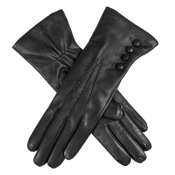 dents Women’s Touchscreen Three-Point Cashmere-Lined Leather Gloves with But
