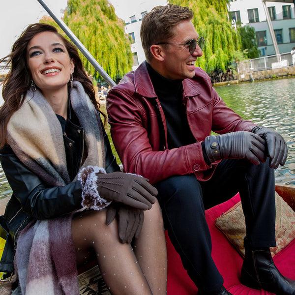 Dents Women’s Water-Resistant Three-Point Faux Fur-Lined Nubuck Leather Glov