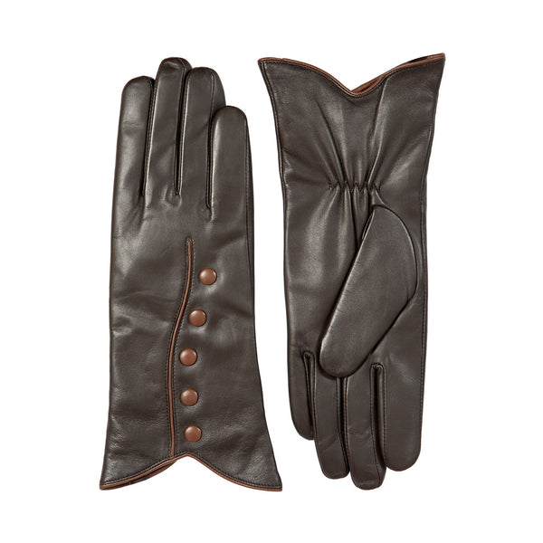 Dents Women’s Wool-Lined Leather Gloves With Buttons And Piping