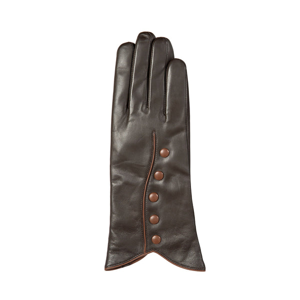 Dents Women’s Wool-Lined Leather Gloves With Buttons And Piping