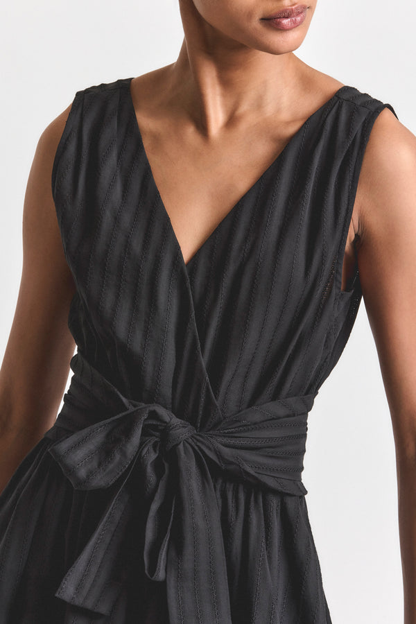 Derek Lam Abby Crochet Stripe Shirting Mini Dress Black