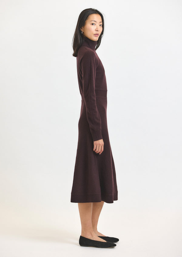 Derek Lam Bethany Long Sleeve Turtleneck Dress Aubergine