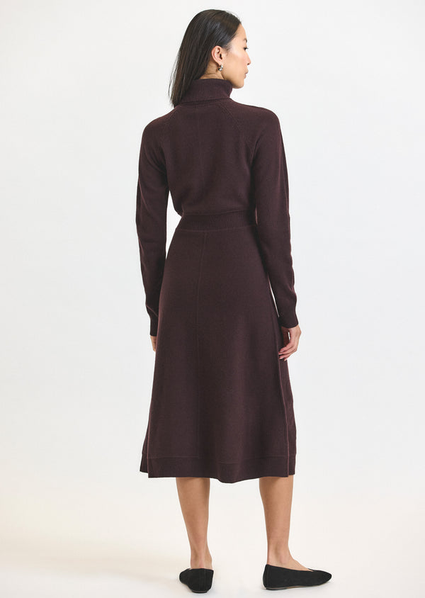 Derek Lam Bethany Long Sleeve Turtleneck Dress Aubergine