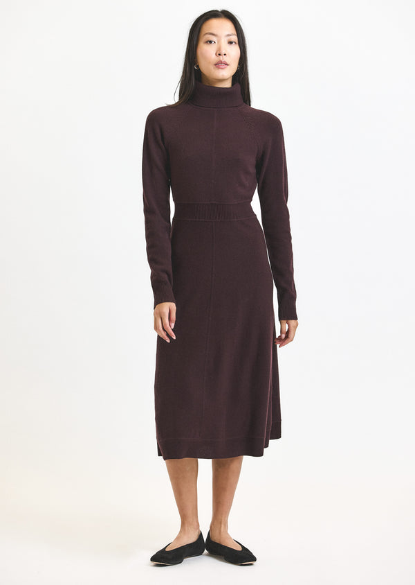 derek lam Bethany Long Sleeve Turtleneck Dress Aubergine