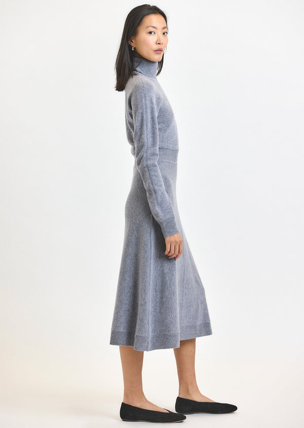 Derek Lam Bethany Long Sleeve Turtleneck Dress Grey Melange