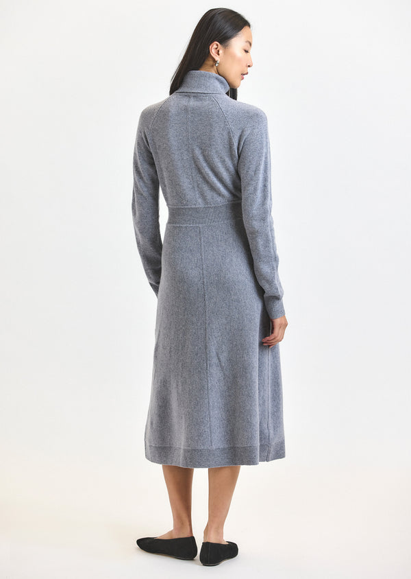 Derek Lam Bethany Long Sleeve Turtleneck Dress Grey Melange