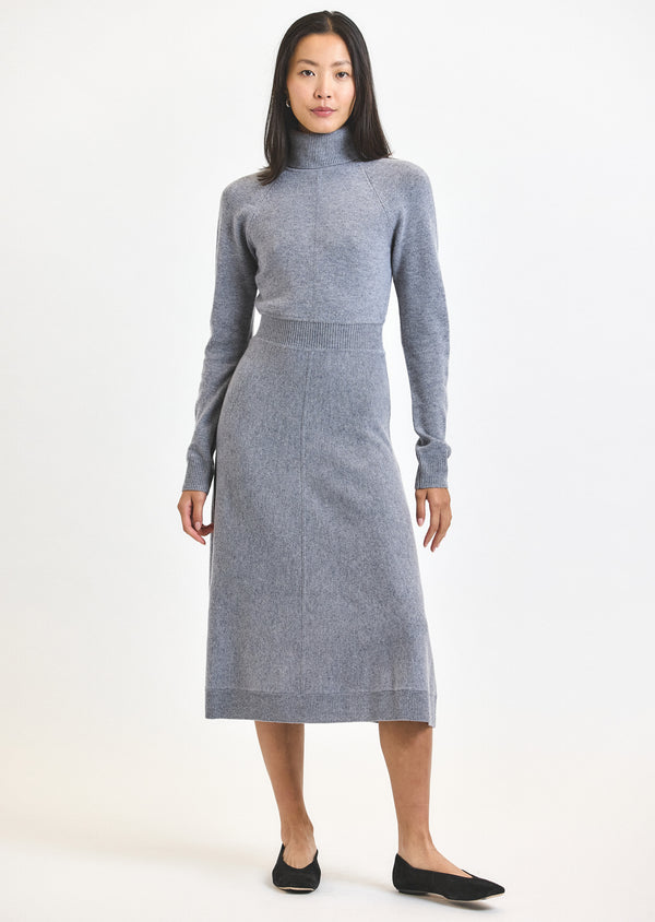 derek lam Bethany Long Sleeve Turtleneck Dress Grey Melange
