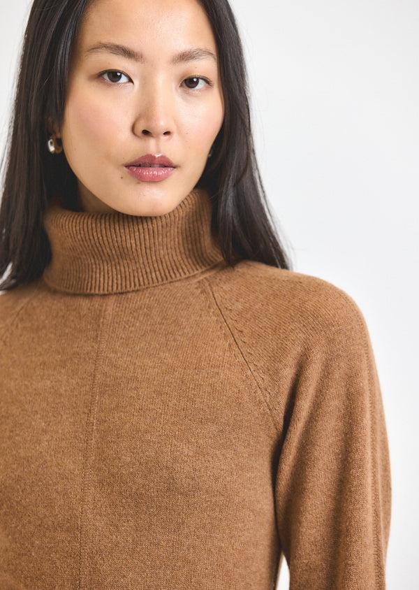 Derek Lam Bethany Long Sleeve Turtleneck Dress Mocha Mousse