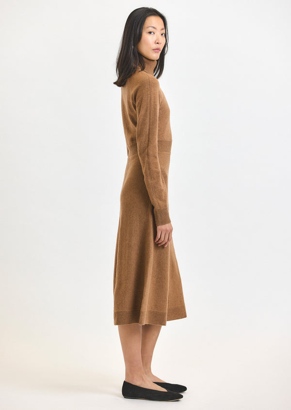 Derek Lam Bethany Long Sleeve Turtleneck Dress Mocha Mousse