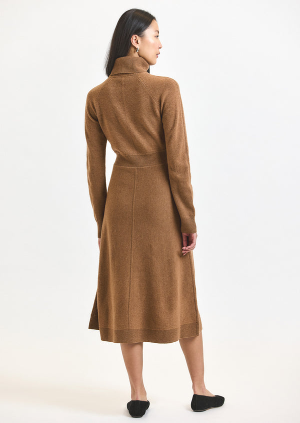 Derek Lam Bethany Long Sleeve Turtleneck Dress Mocha Mousse