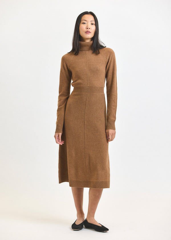 derek lam Bethany Long Sleeve Turtleneck Dress Mocha Mousse
