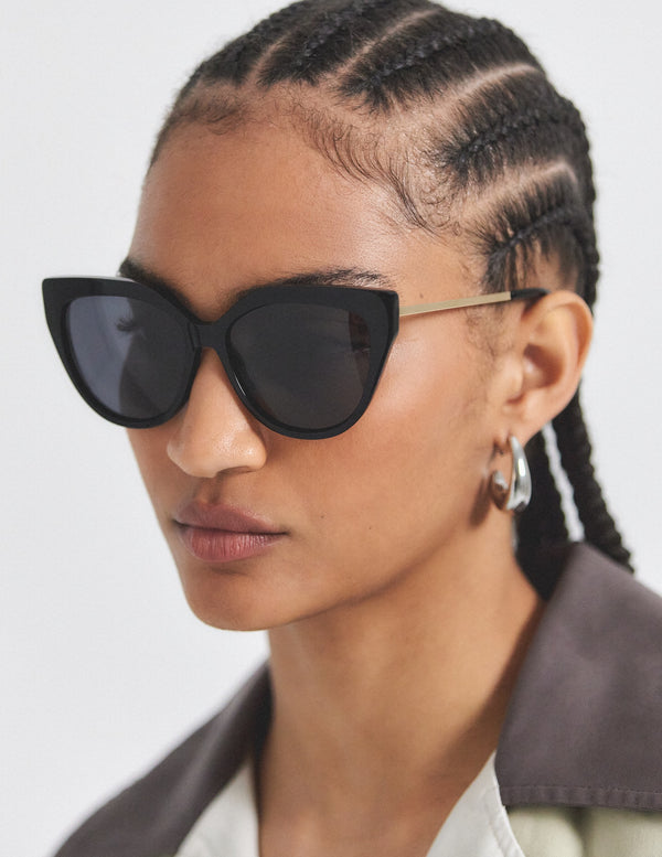 Derek Lam Campbell Cat Eye Oversized Sunglasses Black
