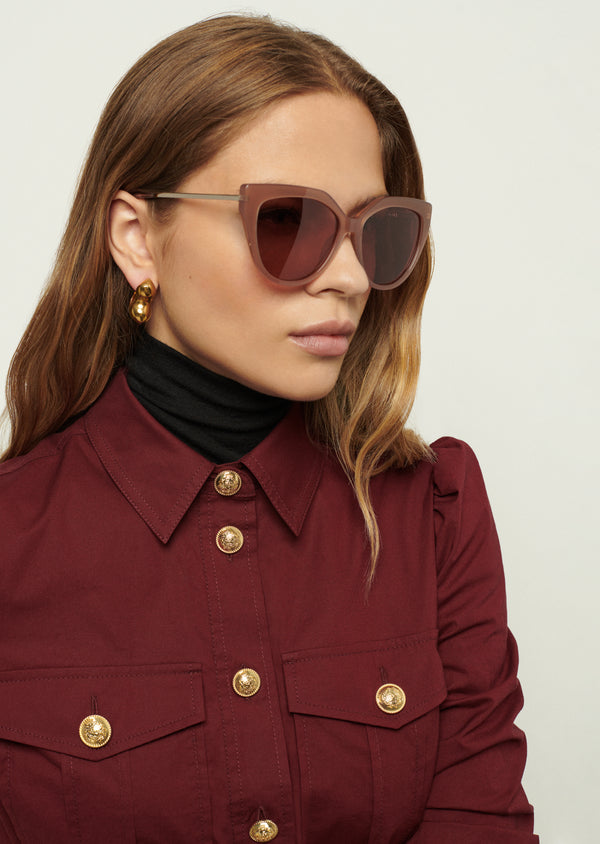 Derek Lam Campbell Cat Eye Oversized Sunglasses Mocha