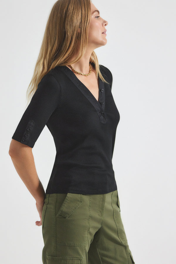 Derek Lam Adrian Mixed Media Tee Black