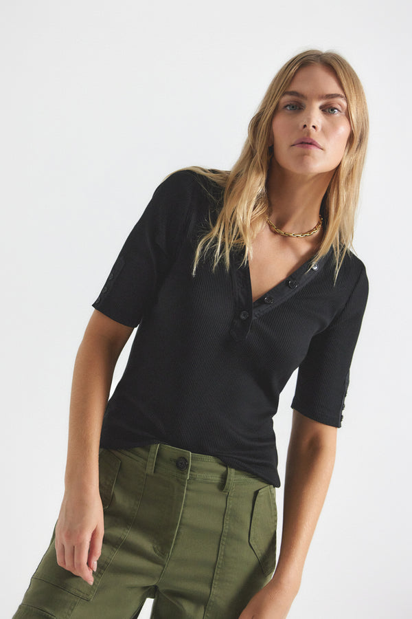 derek lam Adrian Mixed Media Tee Black