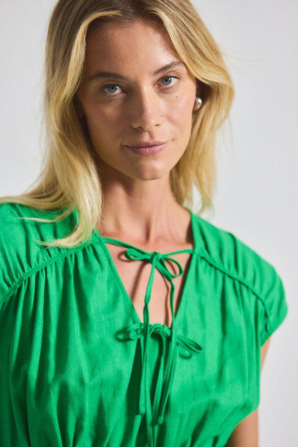 Derek Lam Caroline Tie Front Top Kelly Green