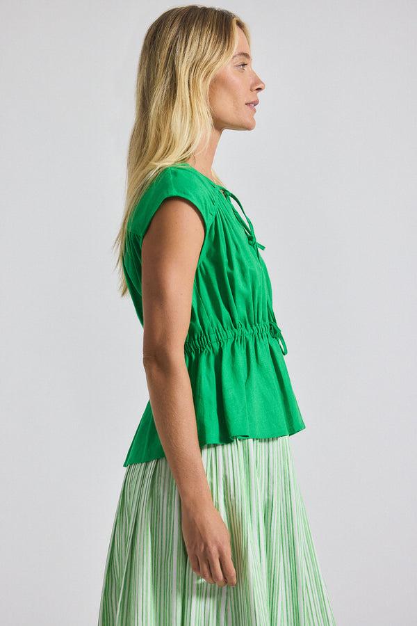 Derek Lam Caroline Tie Front Top Kelly Green