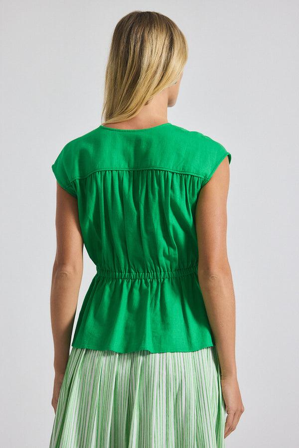 Derek Lam Caroline Tie Front Top Kelly Green