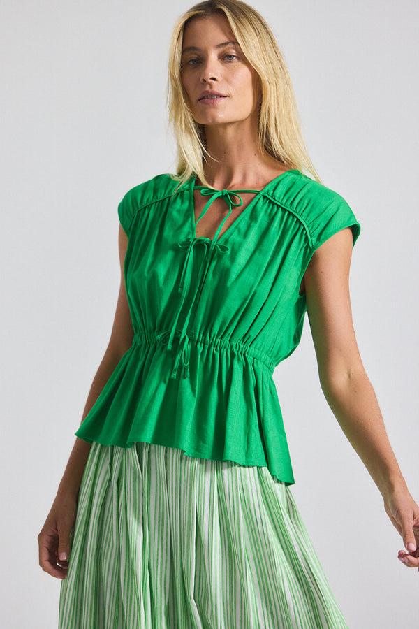 derek lam Caroline Tie Front Top Kelly Green