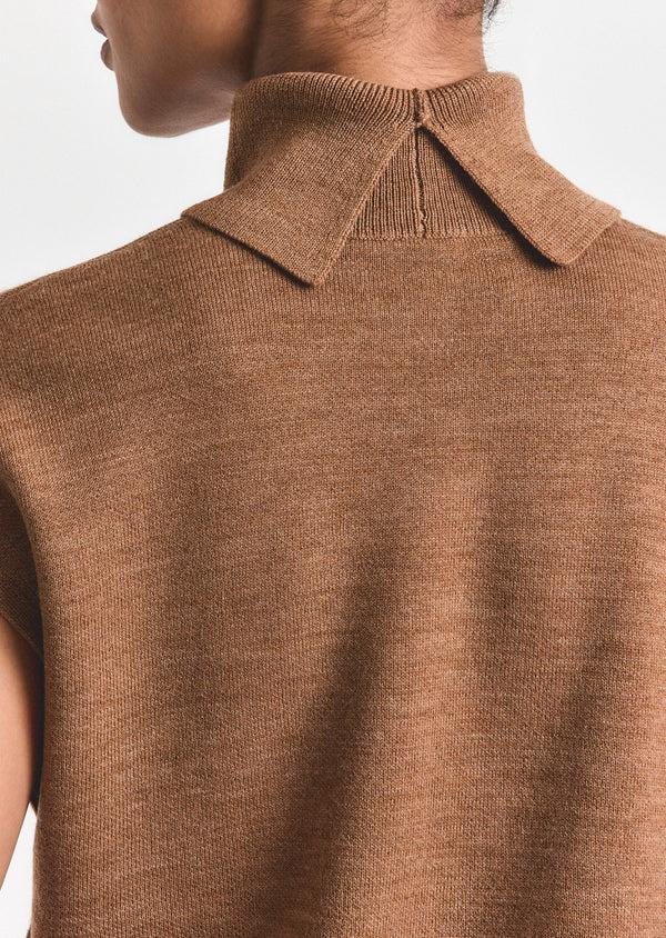 Derek Lam Contro Turtleneck Knit Vest Mocha Mousse