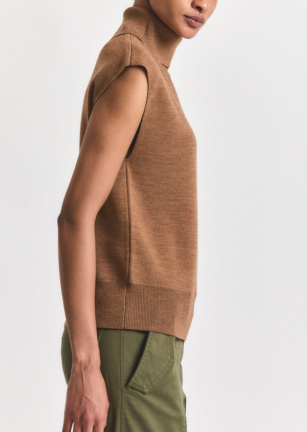 Derek Lam Contro Turtleneck Knit Vest Mocha Mousse