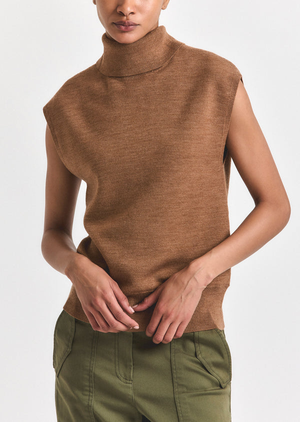 Derek Lam Contro Turtleneck Knit Vest Mocha Mousse