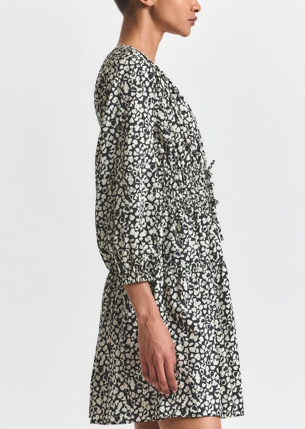 Derek Lam Emma V-Neck Dress Black-White Hearts