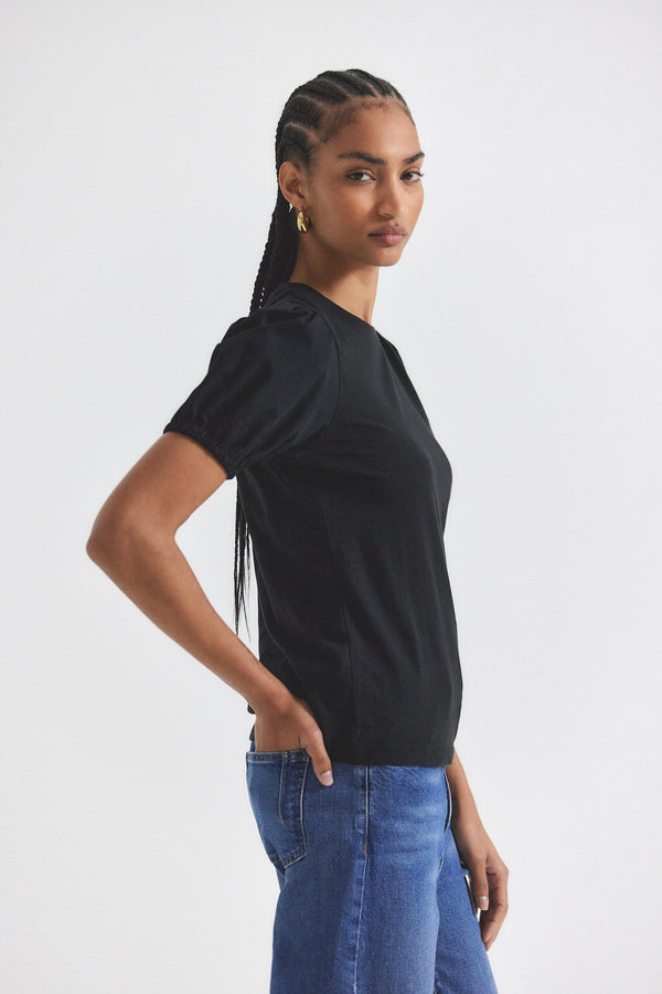 Derek Lam Eva Puff Sleeve T-Shirt Black
