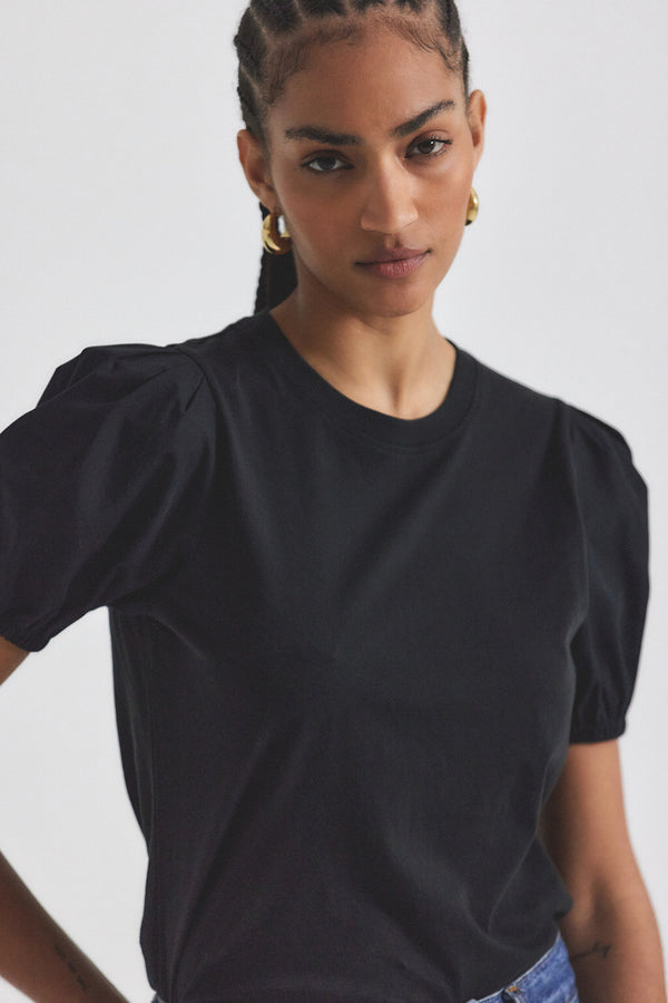 Derek Lam Eva Puff Sleeve T-Shirt Black