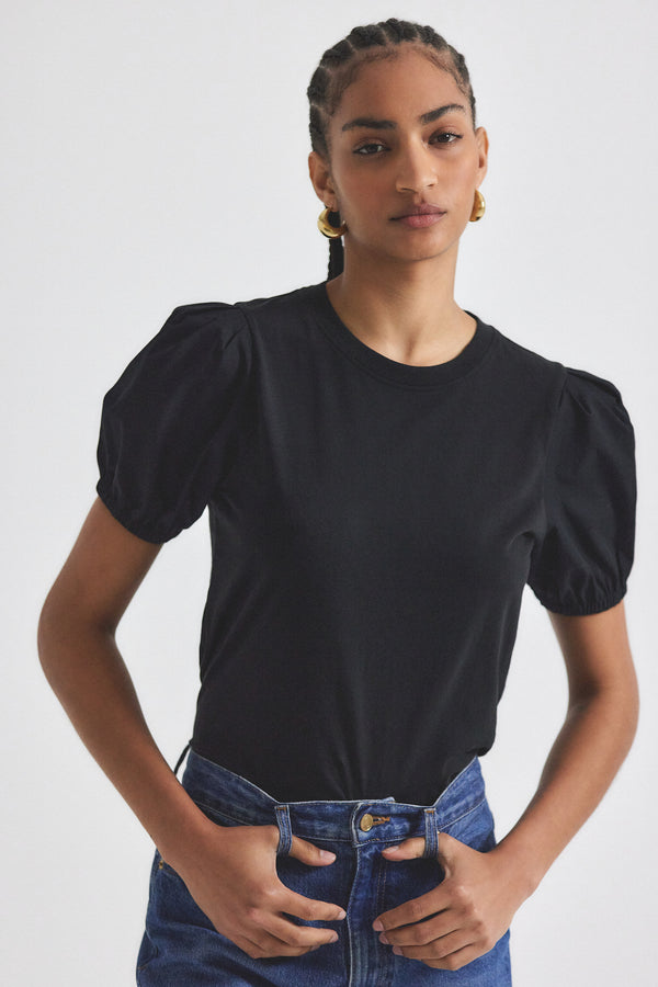 derek lam Eva Puff Sleeve T-Shirt Black