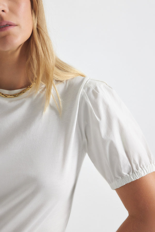 Derek Lam Eva Puff Sleeve T-Shirt Optic White