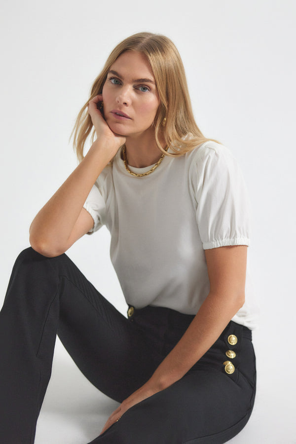 derek lam Eva Puff Sleeve T-Shirt Optic White