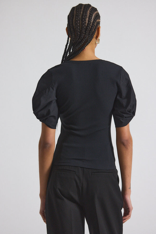 Derek Lam Fallon Mixed Media Tee Black