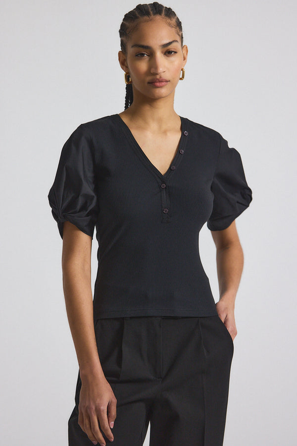 derek lam Fallon Mixed Media Tee Black