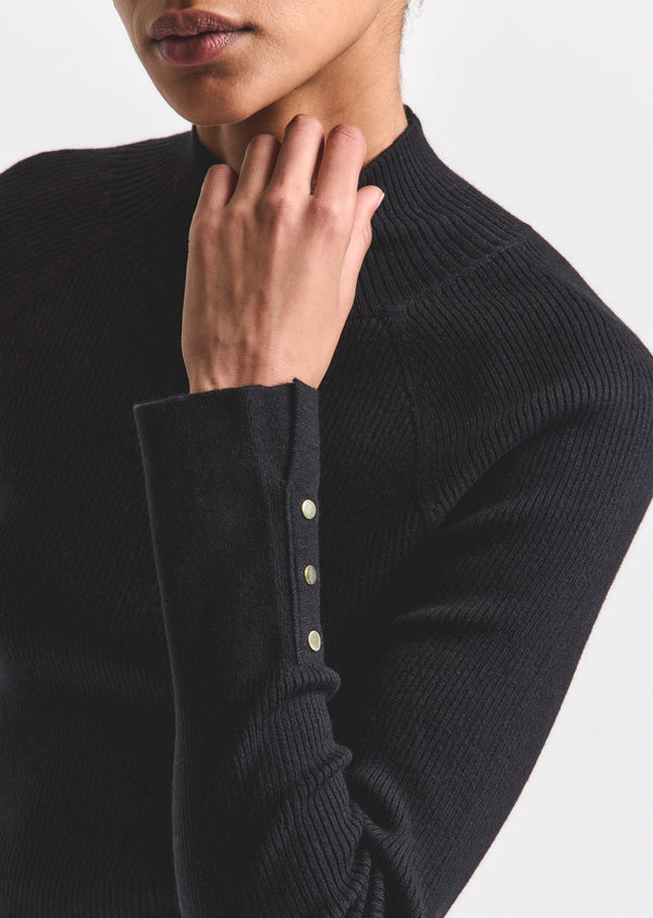 Derek Lam Kassandra Ribbed Mock Neck Sweater Black