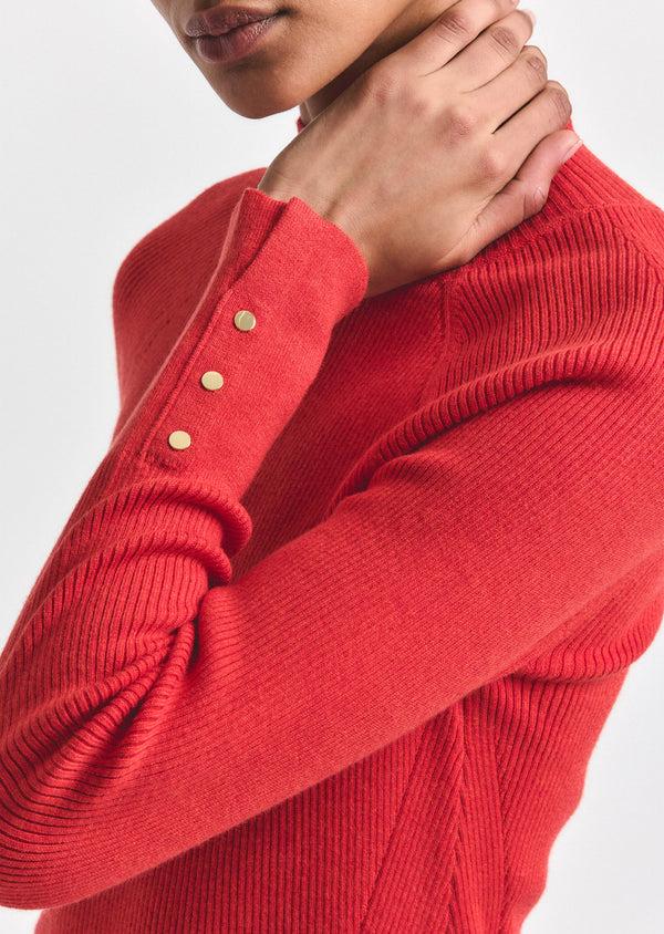Derek Lam Kassandra Ribbed Mock Neck Sweater Flame