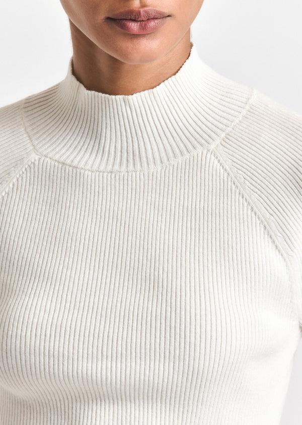 Derek Lam Kassandra Ribbed Mock Neck Sweater Ivory