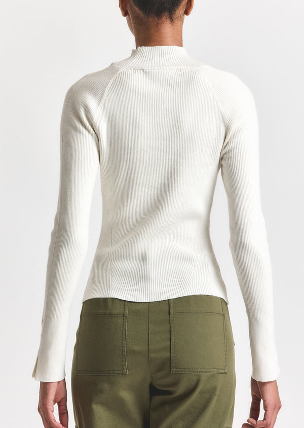 Derek Lam Kassandra Ribbed Mock Neck Sweater Ivory