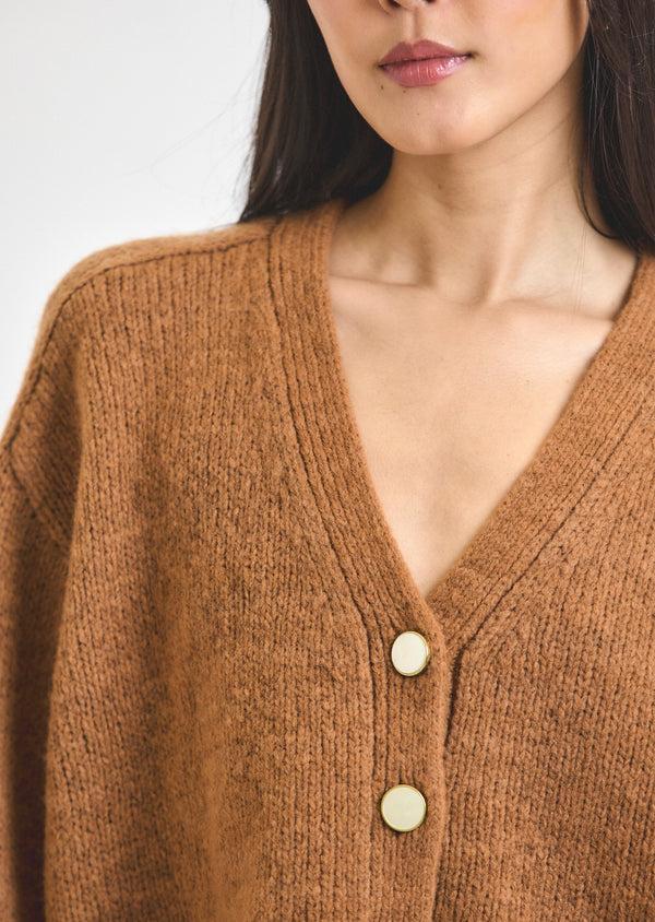 Derek Lam Lailah Oversized Cardigan Mocha Mousse