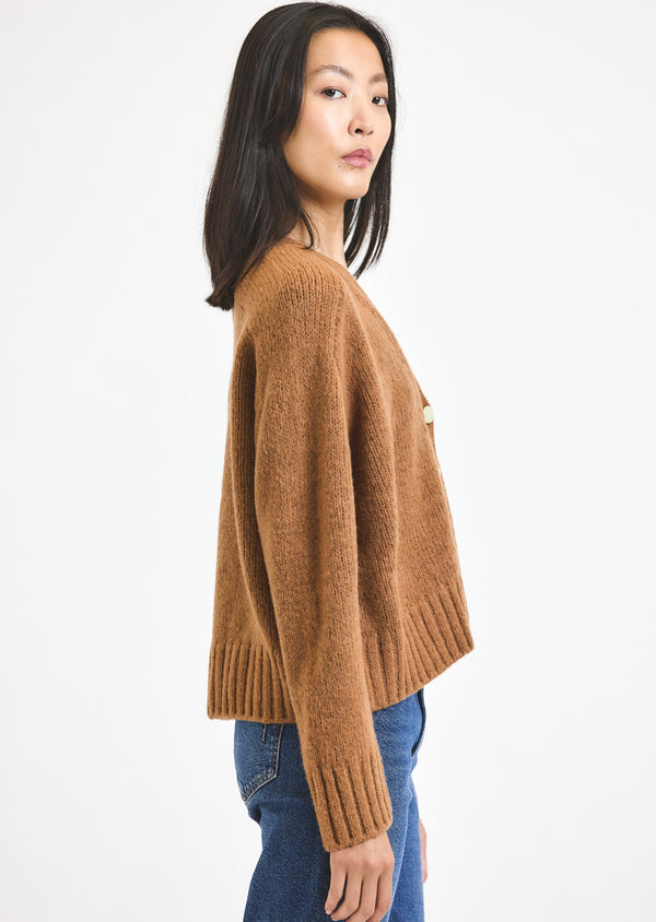 Derek Lam Lailah Oversized Cardigan Mocha Mousse