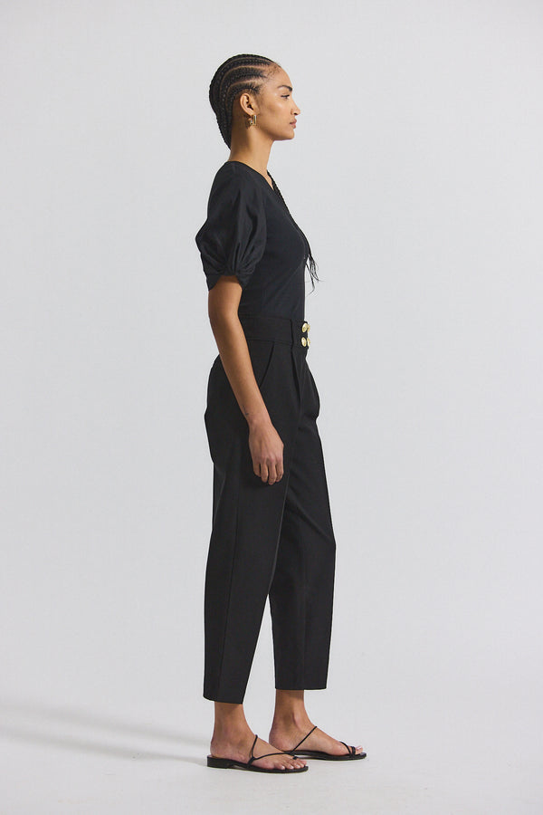 Derek Lam Leonie Pleated Tapered Pant Black