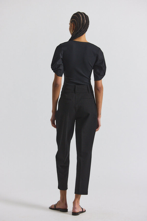 Derek Lam Leonie Pleated Tapered Pant Black