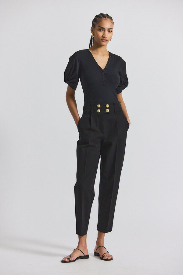 derek lam Leonie Pleated Tapered Pant Black