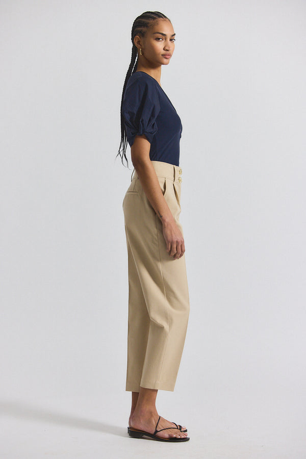 Derek Lam Leonie Pleated Tapered Pant Safari