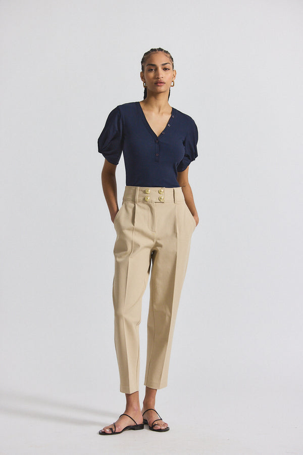 derek lam Leonie Pleated Tapered Pant Safari